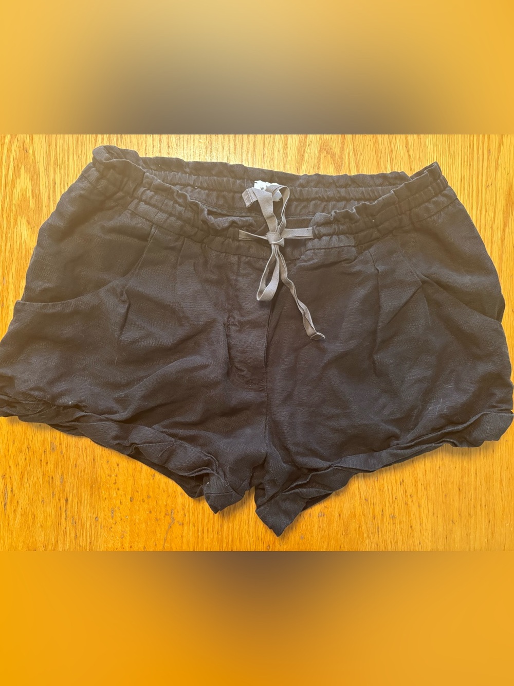 Wilfred Black Linen Paper Bag Rolled Hem Shorts